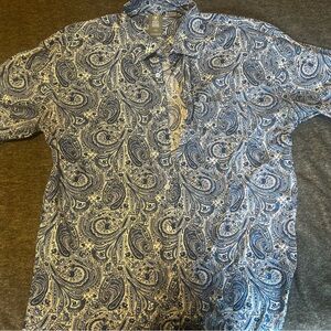 Stacy Adams Blue and White Paisley Shirt